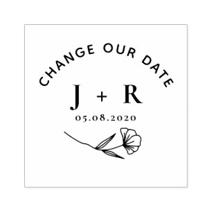 Minimalistische Blumenänderung des Datums Monogram Gummistempel