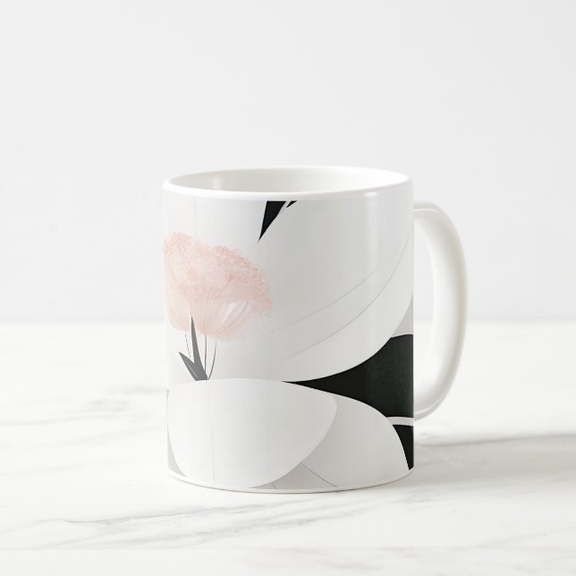 Minimalistische, blumengeschmückte, elegante Linie Kaffeetasse (VorderseiteRechts)