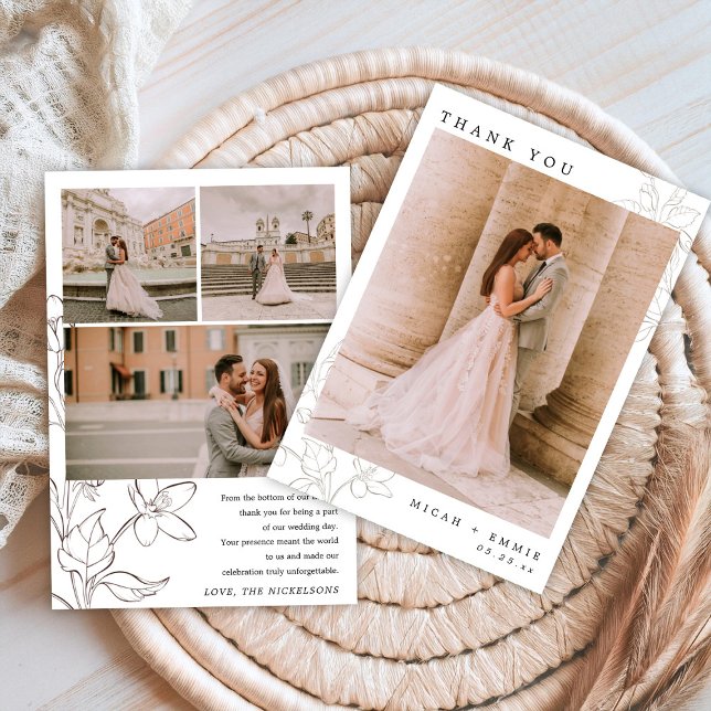 Minimalistische Blumenhochzeit dank Karte (Von Creator hochgeladen)