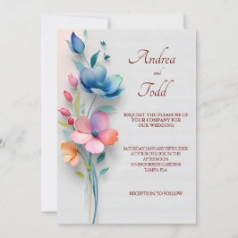 Minimalistische Blumenhochzeit Einladung