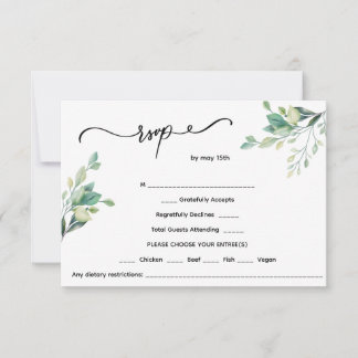 Minimalistische Blumenhochzeit RSVP Karte