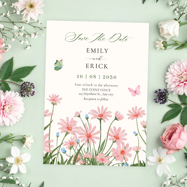 Minimalistische Blumenhochzeit Save The Date (Von Creator hochgeladen)