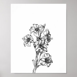 Minimalistische Blumenillustration Florale Kunst Poster