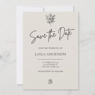 Minimalistische Blumenkarte zum Speichern des Datu Save The Date