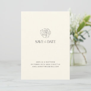 Minimalistische Blumenkizze Romantische Elfenbeinh Save The Date