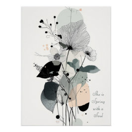 Minimalistische Blumenmauer Art Drucken 1 Poster