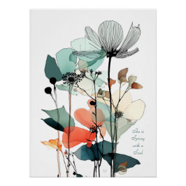 Minimalistische Blumenmauer Art Drucken 2 Poster
