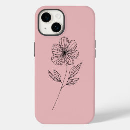 Minimalistische Blumenskizze iPhone 14 Hülle