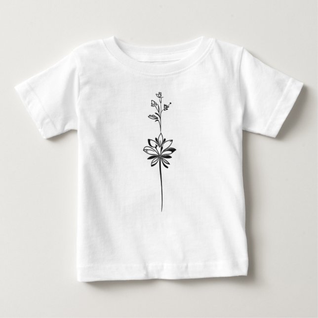 "Minimalistische Blumenstrauß-Linie" Elegantes Des Baby T-shirt (Vorderseite)