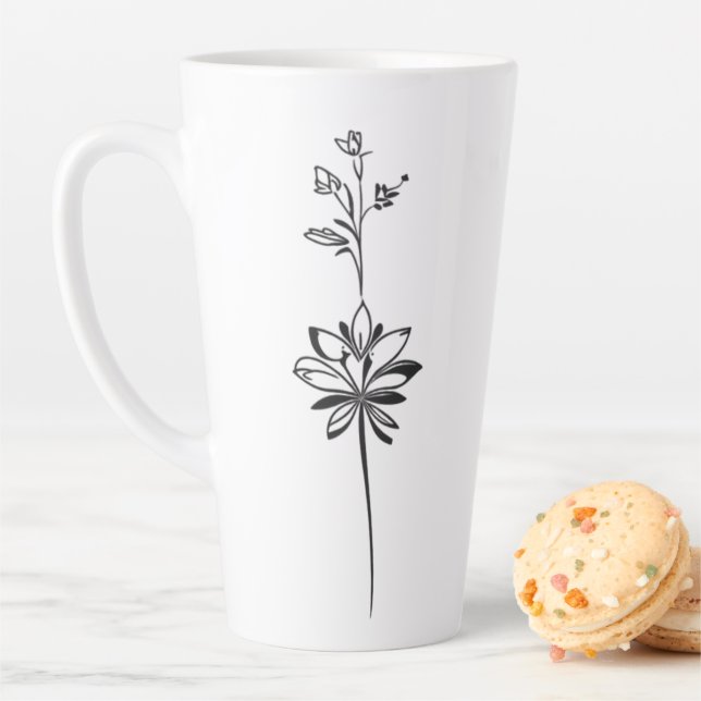 "Minimalistische Blumenstrauß-Linie" Elegantes Des Milchtasse (Beispiel)