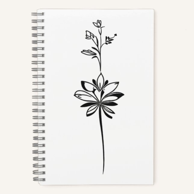 "Minimalistische Blumenstrauß-Linie" Elegantes Des Notizbuch (Vorderseite)