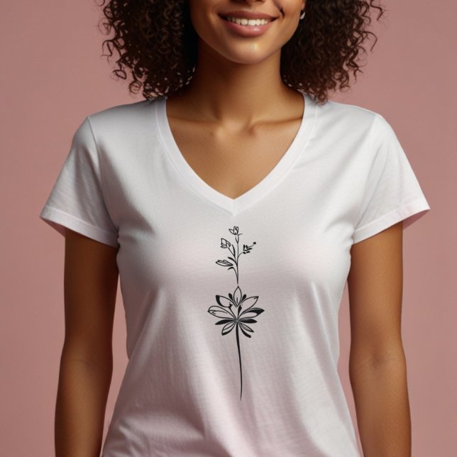 "Minimalistische Blumenstrauß-Linie" Elegantes Des T-Shirt (Von Creator hochgeladen)