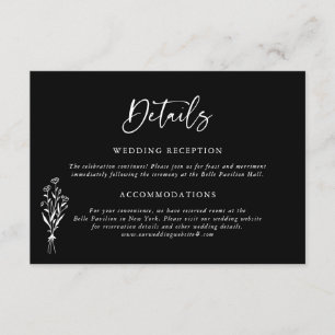 Minimalistische Blumenstrauß Schwarze Hochzeit Det Begleitkarte