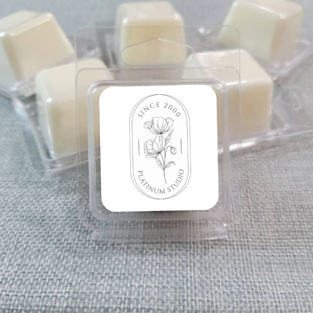 Minimalistische Blumenverpackung für kleine Untern Quadratischer Aufkleber (Small Business Minimalist Floral Packaging Square Sticker)