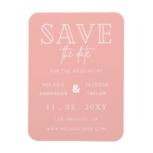 Minimalistische Blush-Handschrift Save-the-Date-Ka Magnet