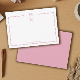 Minimalistische Blush-Zwei-Rahmen-Monogramm-Notizk Mitteilungskarte