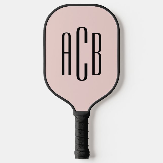 Minimalistische Blüte und Schwarz-3-Buchstaben-Mon Pickleball Schläger (Vorderseite)