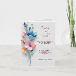 Minimalistische Blütenhochzeit gefaltet Einladung