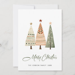 Minimalistische Bohemische Pine Tree Weihnachtsgrü Feiertagskarte