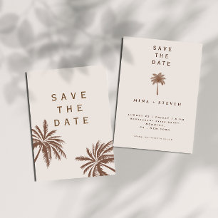 Minimalistische Böhmische Palmenhochzeit Save The Date