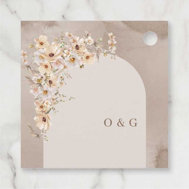 Minimalistische boho arch neutrale Initialen Wildb Geschenkanhänger (Rückseite)