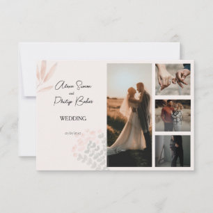 Minimalistische Boho-Fotokassenhochzeit Dankeskarte