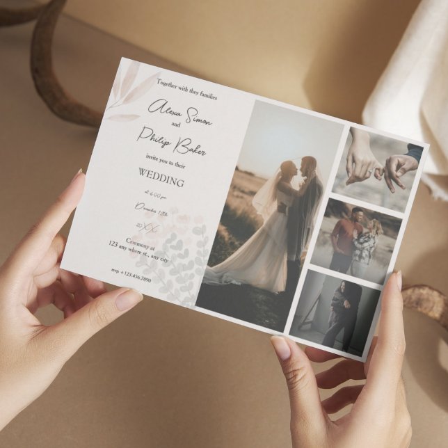 Minimalistische Boho-Fotokassenhochzeit Einladung (Von Creator hochgeladen)