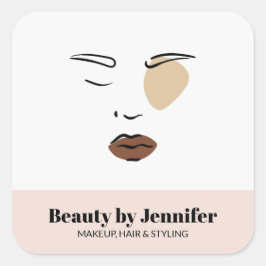 Minimalistische boho Gesicht Schönheitskosmetikkün Quadratischer Aufkleber