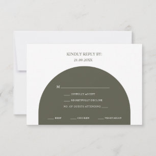 Minimalistische Boho-Grüne-Bogen-Essen-Auswahl-RSV RSVP Karte