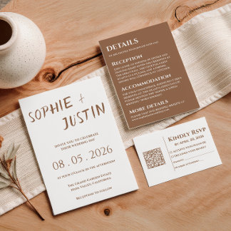 Minimalistische Boho-Hochzeit Details Beilagekarte Begleitkarte