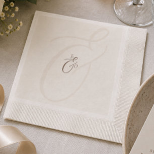Minimalistische Boho-Kakao-Braun-Monogramm-Hochzei Serviette