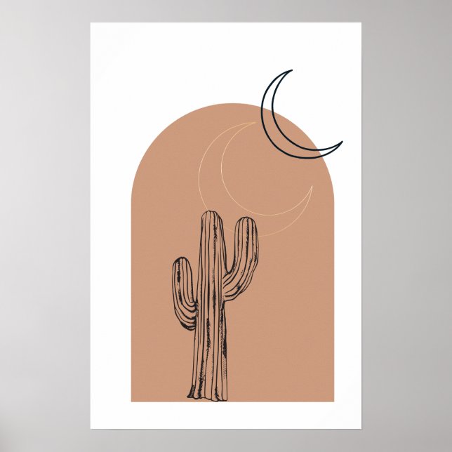 Minimalistische Boho Line Art Cactus Desert Poster (Vorne)