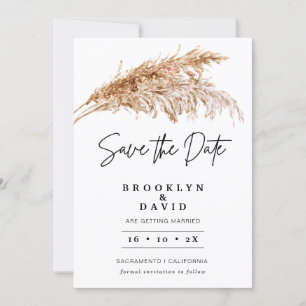 Minimalistische Boho Pampas Grass Save the Date Ka Einladung