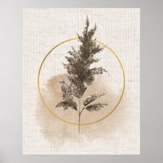 Minimalistische Boho-Pampasgras-Wandkunst in Erdtö Poster