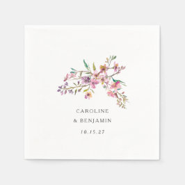 Minimalistische Boho Pink-Wildblumen Hochzeit nach Serviette