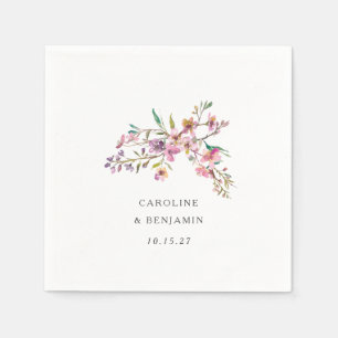 Minimalistische Boho Pink-Wildblumen Hochzeit nach Serviette
