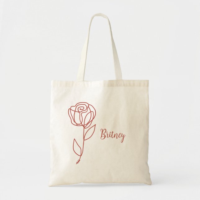Minimalistische Boho-Rose mit Individuelle Name Tragetasche (Vorne)