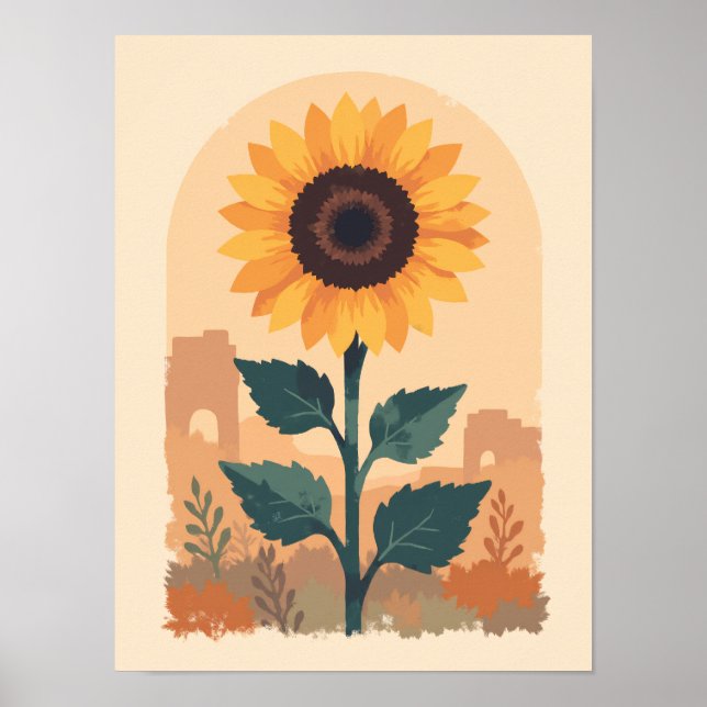 Minimalistische Boho-Sonnenblume Poster (Vorne)
