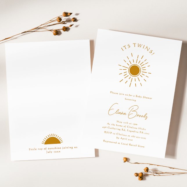 Minimalistische Boho Sunshine Baby Dusche Es sind  Einladung (Von Creator hochgeladen)