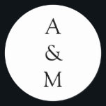 Minimalistische Bold Monogram Boho Wedding Schwarz Runder Aufkleber<br><div class="desc">Minimalistische,  fette Monogram Trendy Chic Typografy Wedding Classic Round Stickers in Schwarz/Weiß</div>