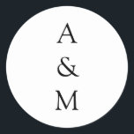 Minimalistische Bold Monogram Boho Wedding Schwarz Runder Aufkleber<br><div class="desc">Minimalistische,  fette Monogram Trendy Chic Typografy Wedding Classic Round Stickers in Schwarz/Weiß</div>
