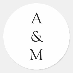 Minimalistische Bold Monogram Boho Wedding Schwarz Runder Aufkleber