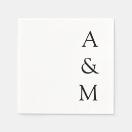 Minimalistische Bold Monogram Boho Wedding Schwarz Serviette