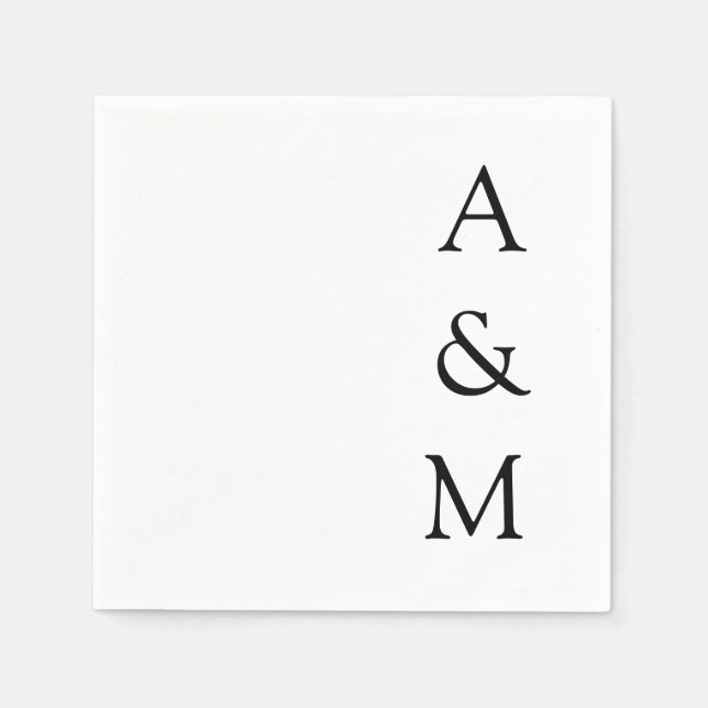Minimalistische Bold Monogram Boho Wedding Schwarz Serviette (Vorderseite)