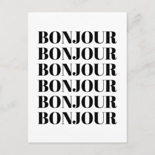 Minimalistische Bonjour Französisch Typografie Sch Postkarte