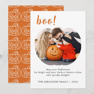 Minimalistische Boo-Typografiefamilie Halloween Feiertagskarte