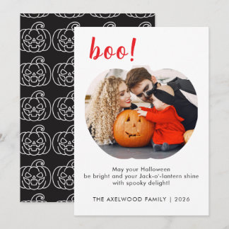 Minimalistische Boo-Typografiefamilie Halloween Feiertagskarte