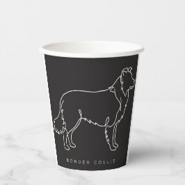 Minimalistische Border Collie-Linienkunst-Hund-Gra Pappbecher