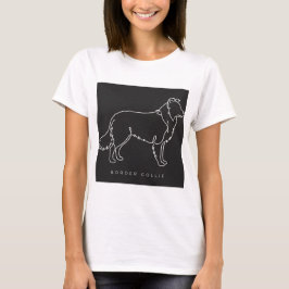 Minimalistische Border Collie-Linienkunst-Hund-Gra T-Shirt