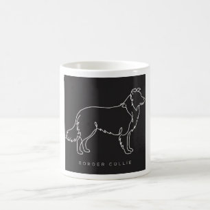 Minimalistische Border Collie-Linienkunst-Hundegra Kaffeetasse